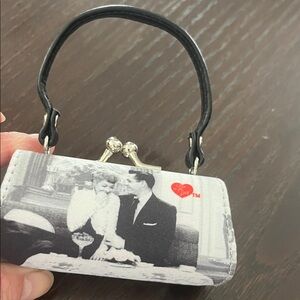 I love Lucy  Black and White Mini lipstick or change Bag